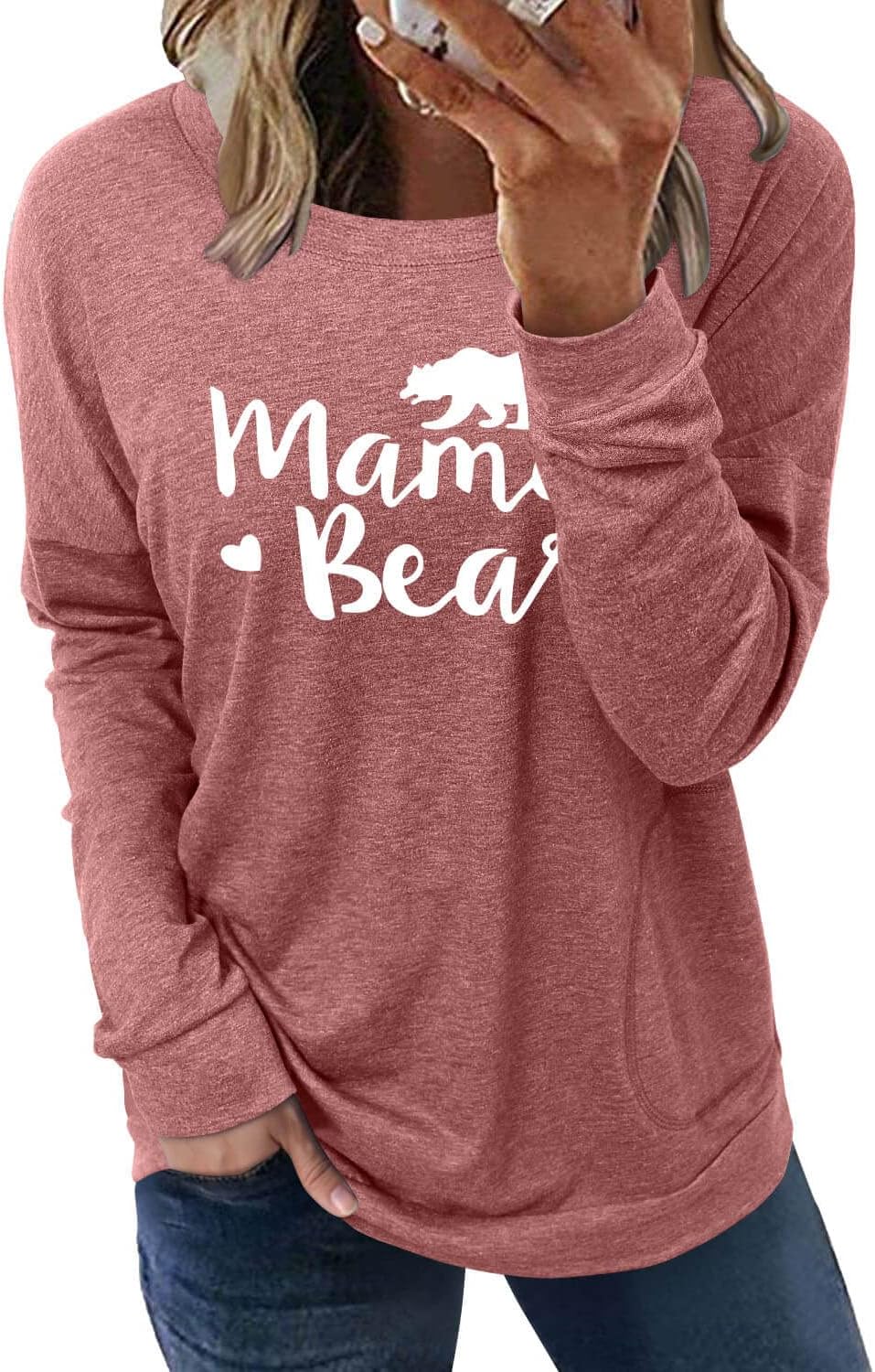 Cozy Women's Crewneck Sweatshirt - Casual Loose Fit with Pockets for Everyday Style