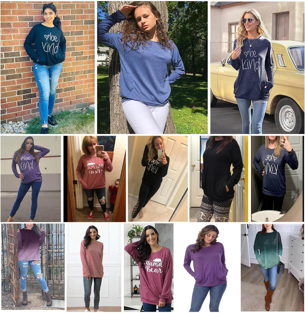 Cozy Women's Crewneck Sweatshirt - Casual Loose Fit with Pockets for Everyday Style
